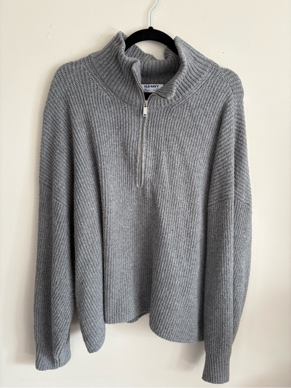 Old Navy Gray Half-Zip Ribbed Sweater